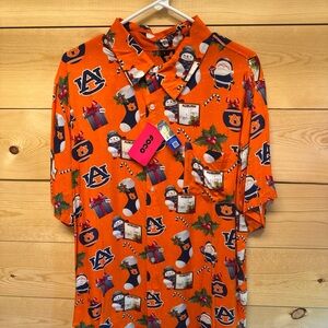 NCAA Auburn University Button-down Short Sleeve Christmas Shirt Size Large NEW